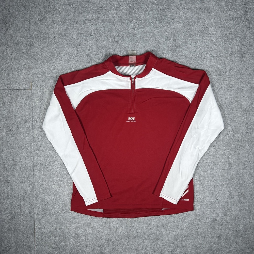 Vintage Helly Hansen LIFA Versa Top Mens Large Red/White Y2K Quarter Zip Sailing